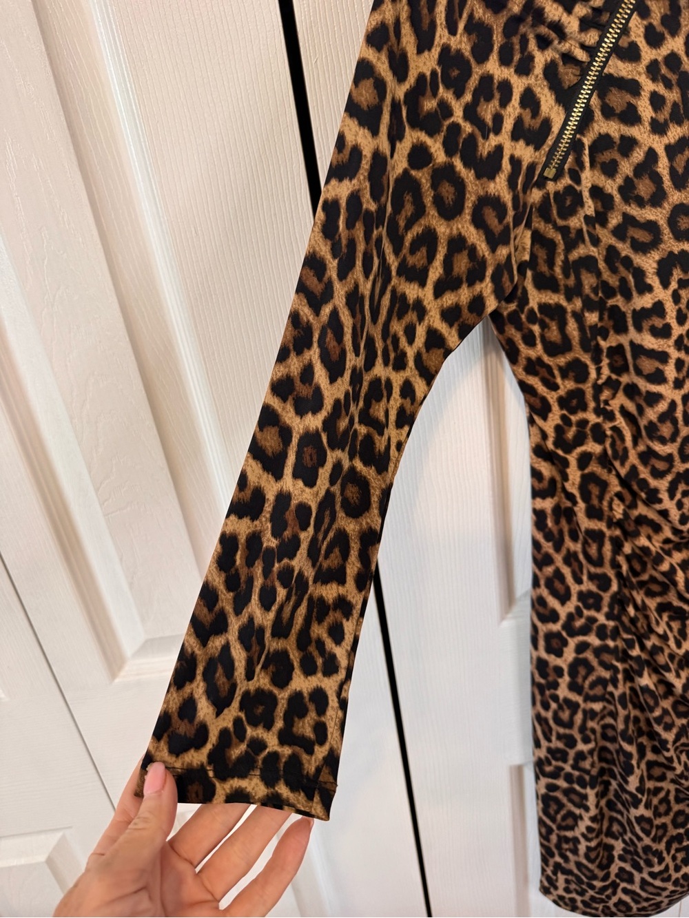 Michael Kors Leopard Print Ruched Sheath Dress Brown/Black Size Small 3/4 Sleeve - Picture 7 of 15